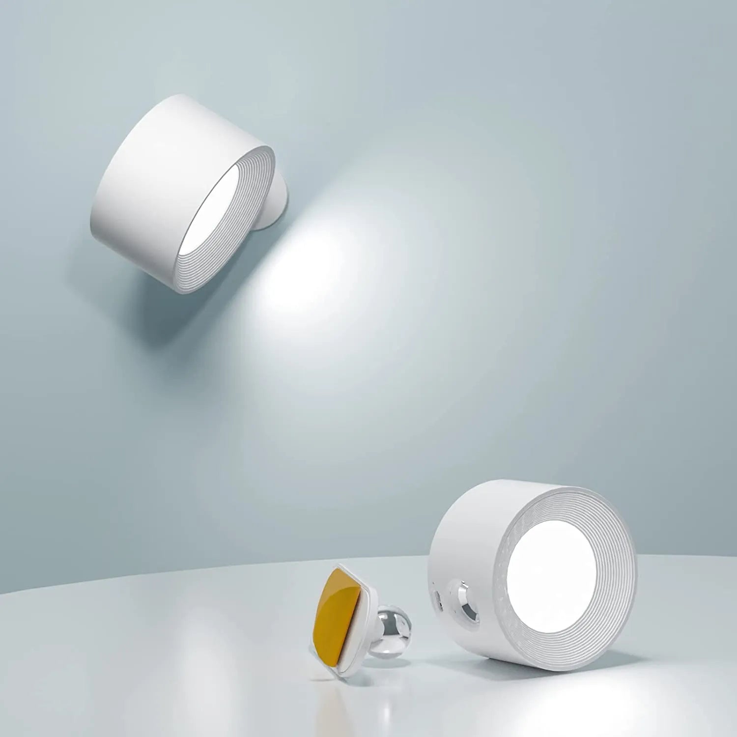Detachable USB rechargeable magnetic wall light with stick-on base