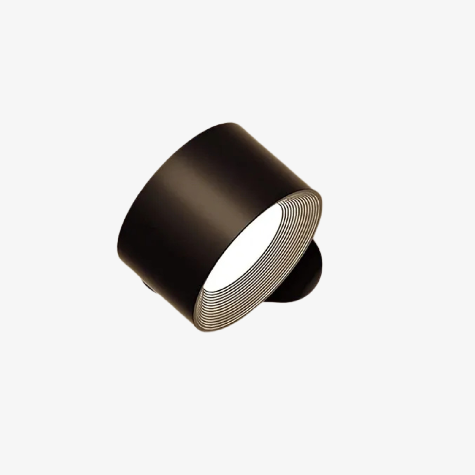 Matte black adjustable wall sconce with concentric ridged interior