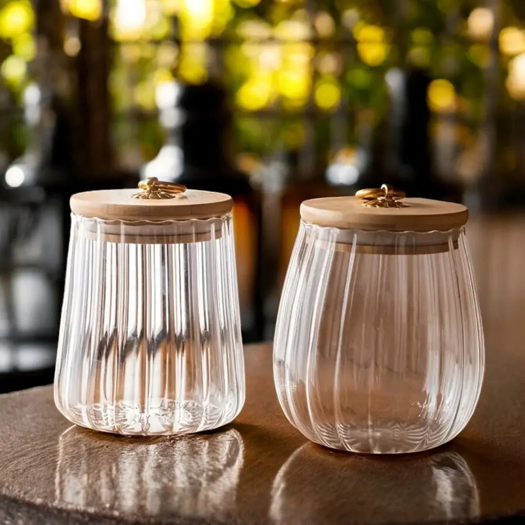 Airtight Tea Canister – Elegant Glass Storage Container with Sealed Wooden Lid 6