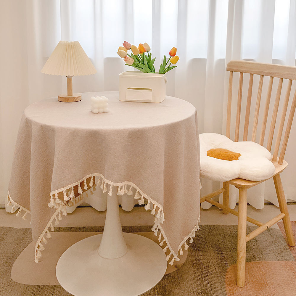 Bohemian Cotton Linen Tablecloth with Tassel Trim – Decorative, Easy Care, Versatile 2