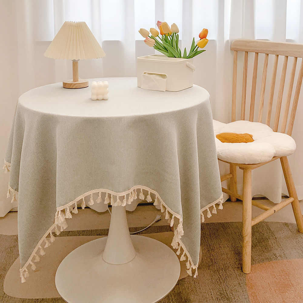 Bohemian Cotton Linen Tablecloth with Tassel Trim – Decorative, Easy Care, Versatile 3