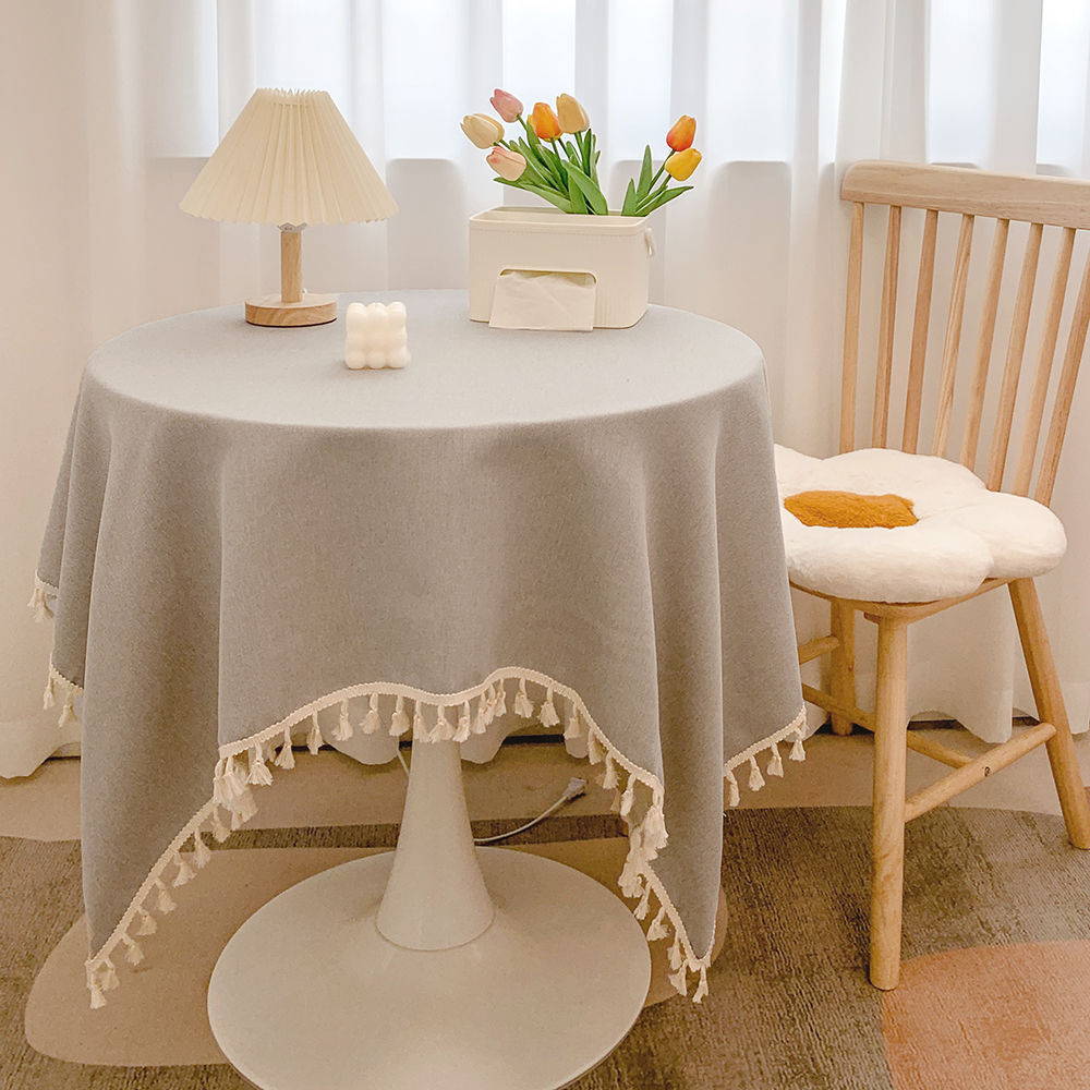 Bohemian Cotton Linen Tablecloth with Tassel Trim – Decorative, Easy Care, Versatile 4