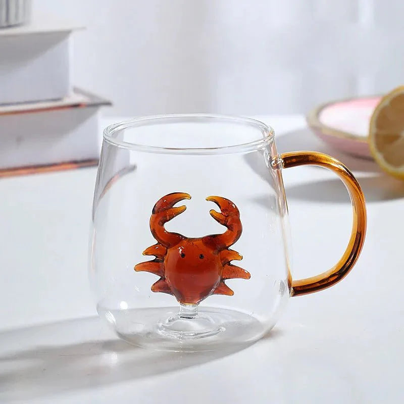Charming Heat-Resistant Borosilicate Glass Mug with 3D Animal Motif 8