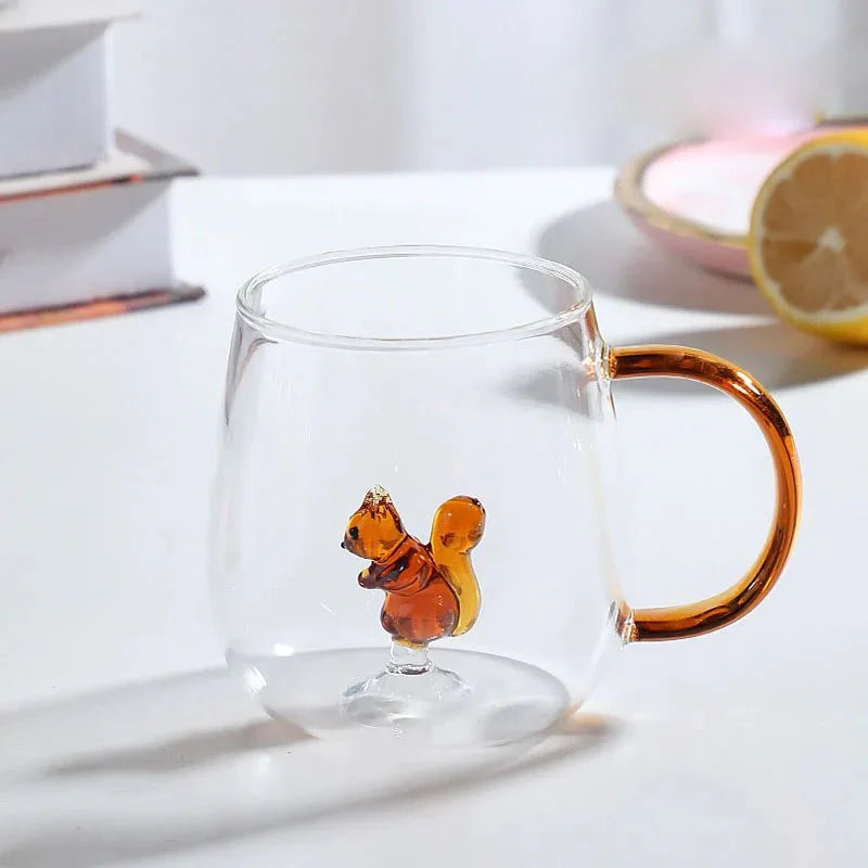 Charming Heat-Resistant Borosilicate Glass Mug with 3D Animal Motif 9