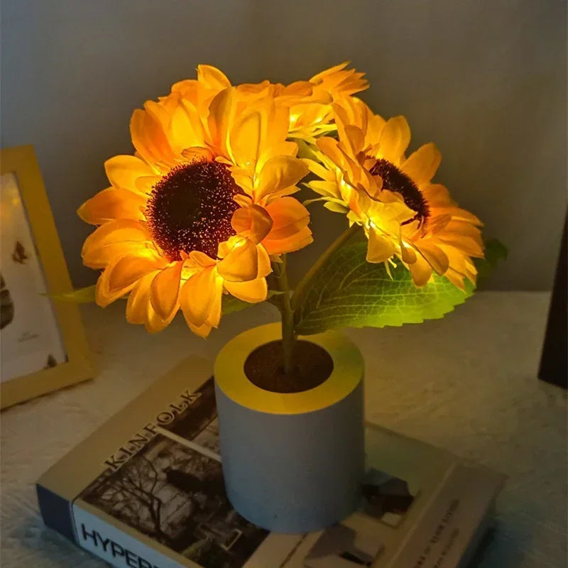 Charming Rechargeable Night Light – Adjustable Brightness with Stylish Sunflower Design 1