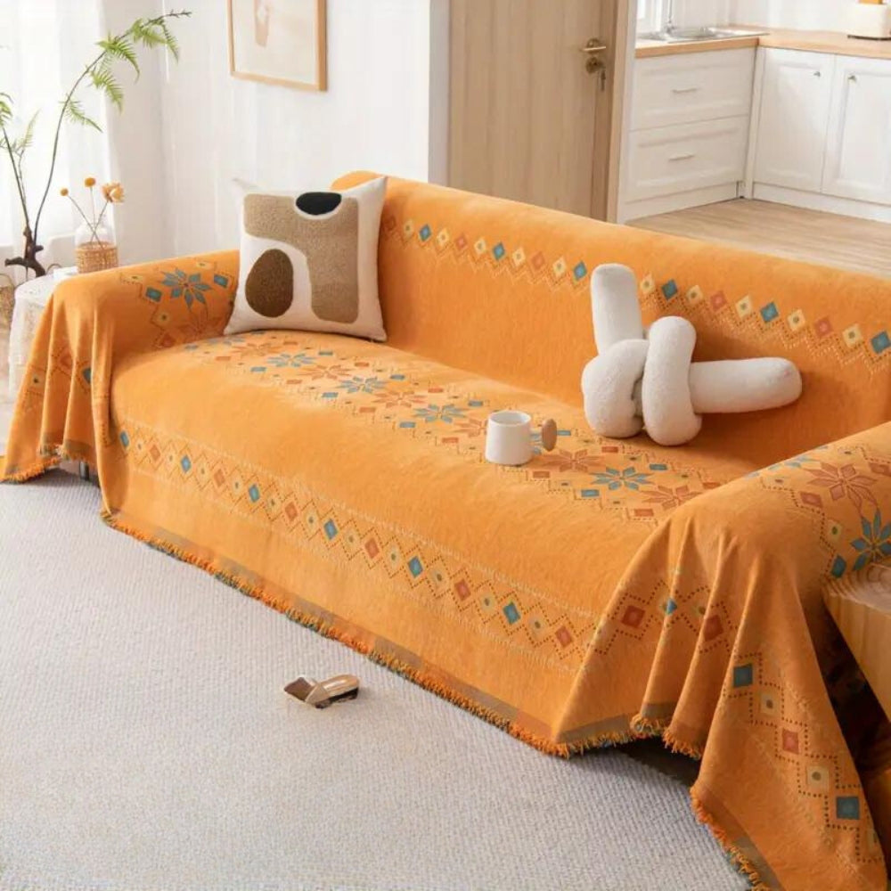 Chic Boho Sofa Cover – Non-Slip Microfiber Slipcover with Tassel Embellishments 7