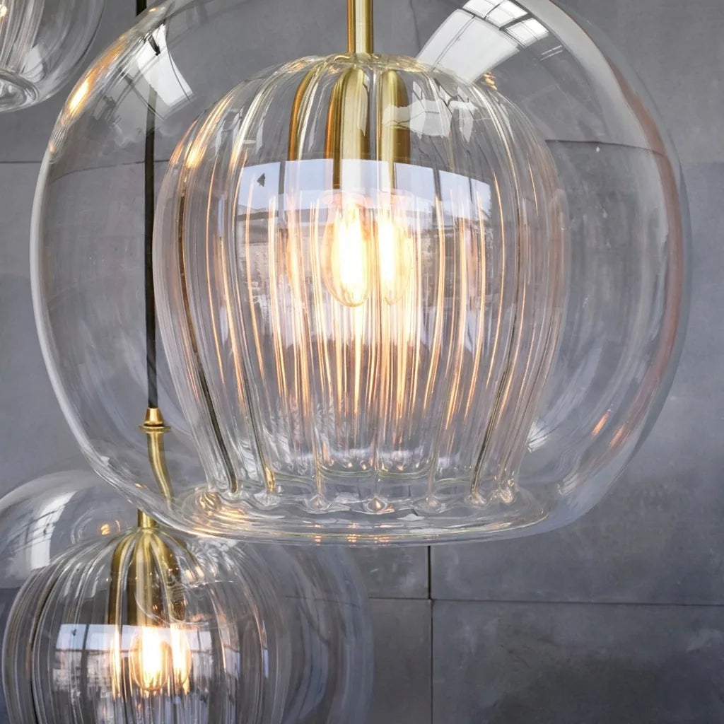 Chic Double Glass Globe Pendant Light – Adjustable Dimming with Brass Finish 2