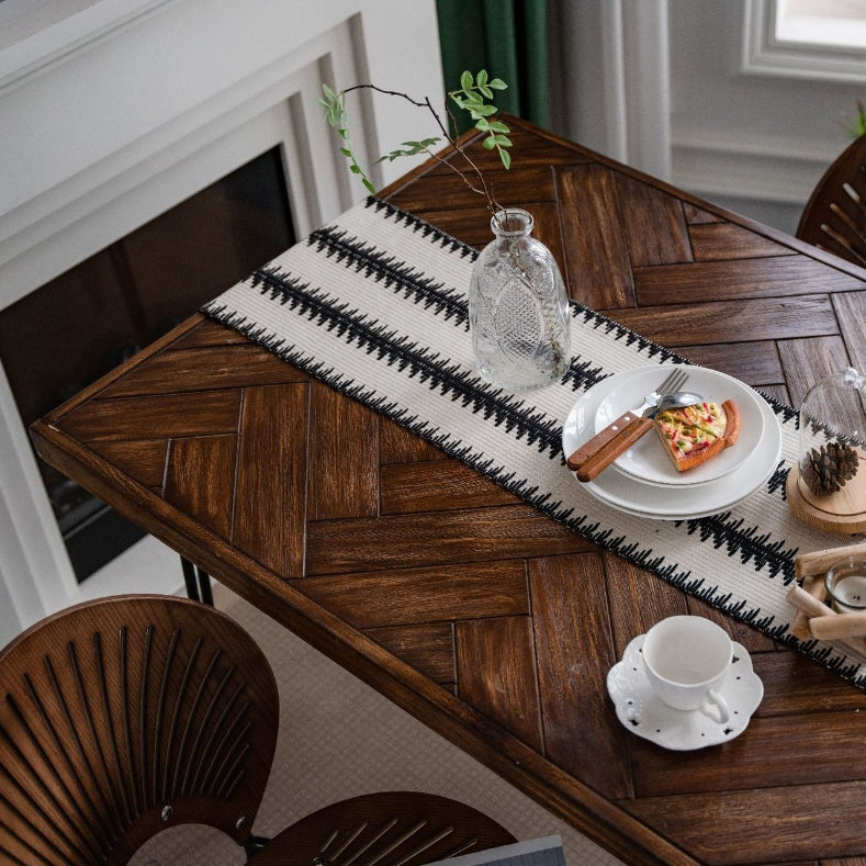 Christmas Table Runner – Elegant Black and White Pine Tree Design in Durable Cotton Blend 4