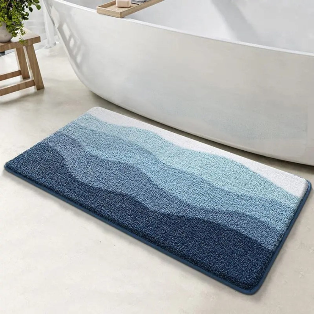 Coastal Wave Pattern Bath Mat – Soft, Absorbent, Non-Slip Design 2