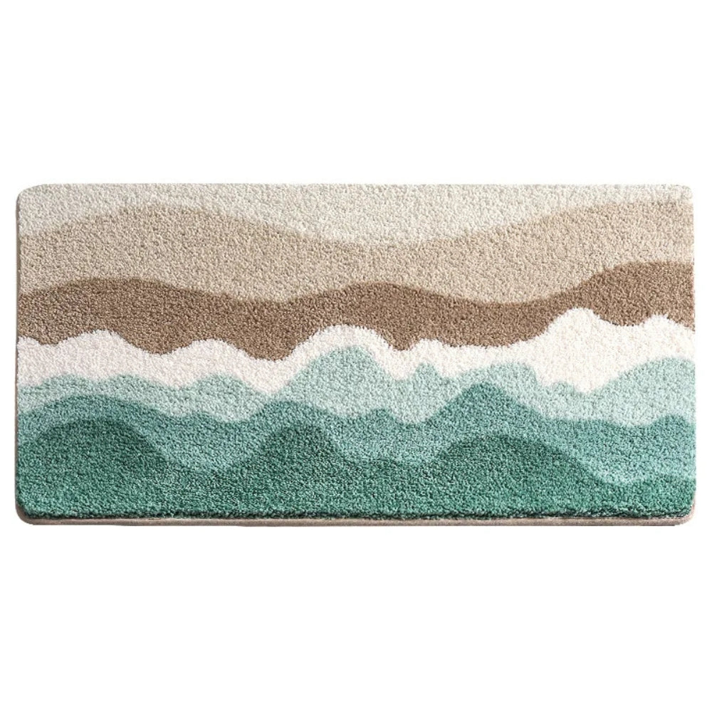 Coastal Wave Pattern Bath Mat – Soft, Absorbent, Non-Slip Design 4