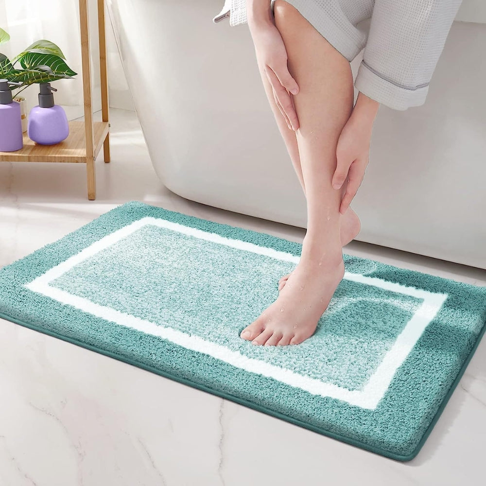 Contemporary Non-Slip Bath Mat – Plush Microfiber with Two-Tone Design 0