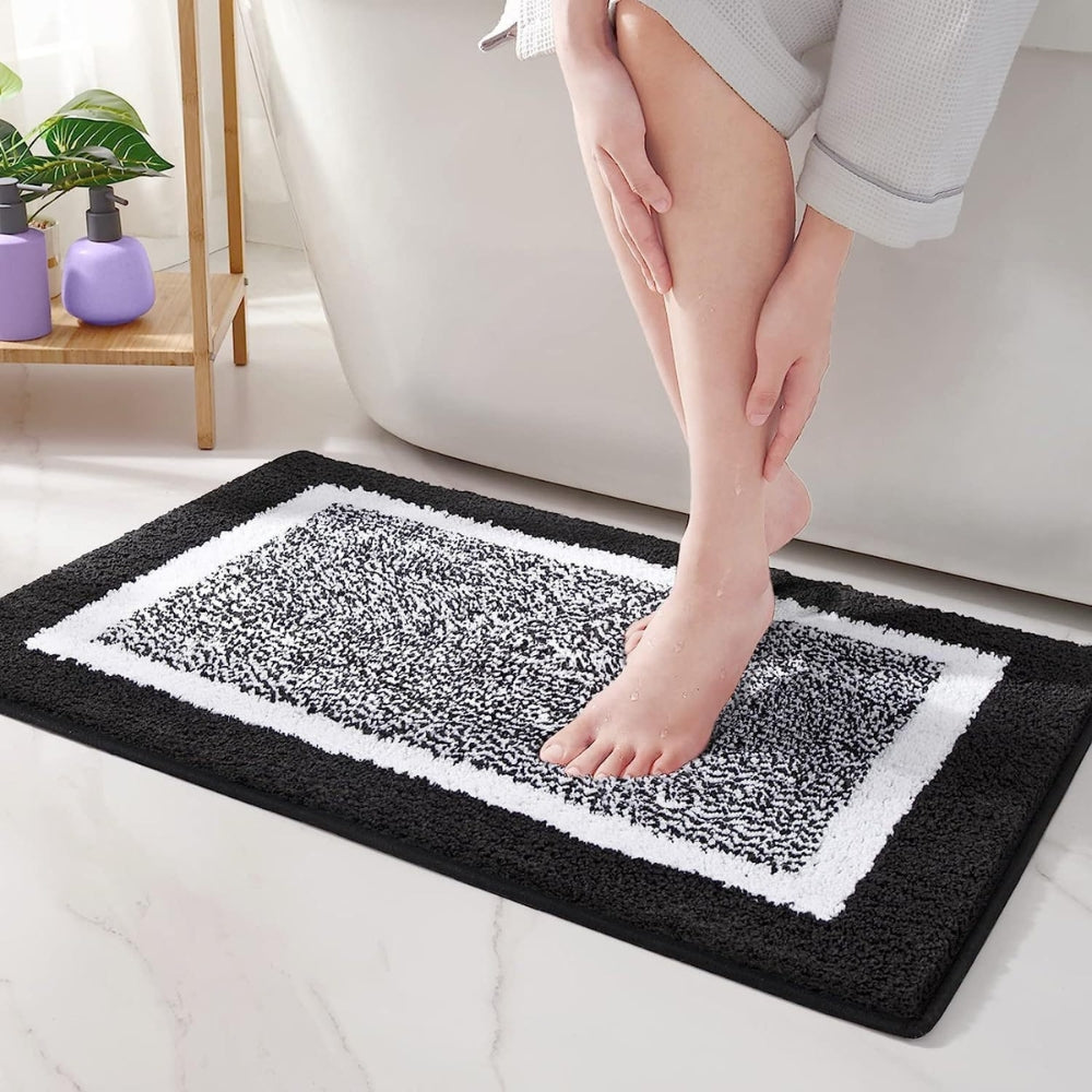 Contemporary Non-Slip Bath Mat – Plush Microfiber with Two-Tone Design 2