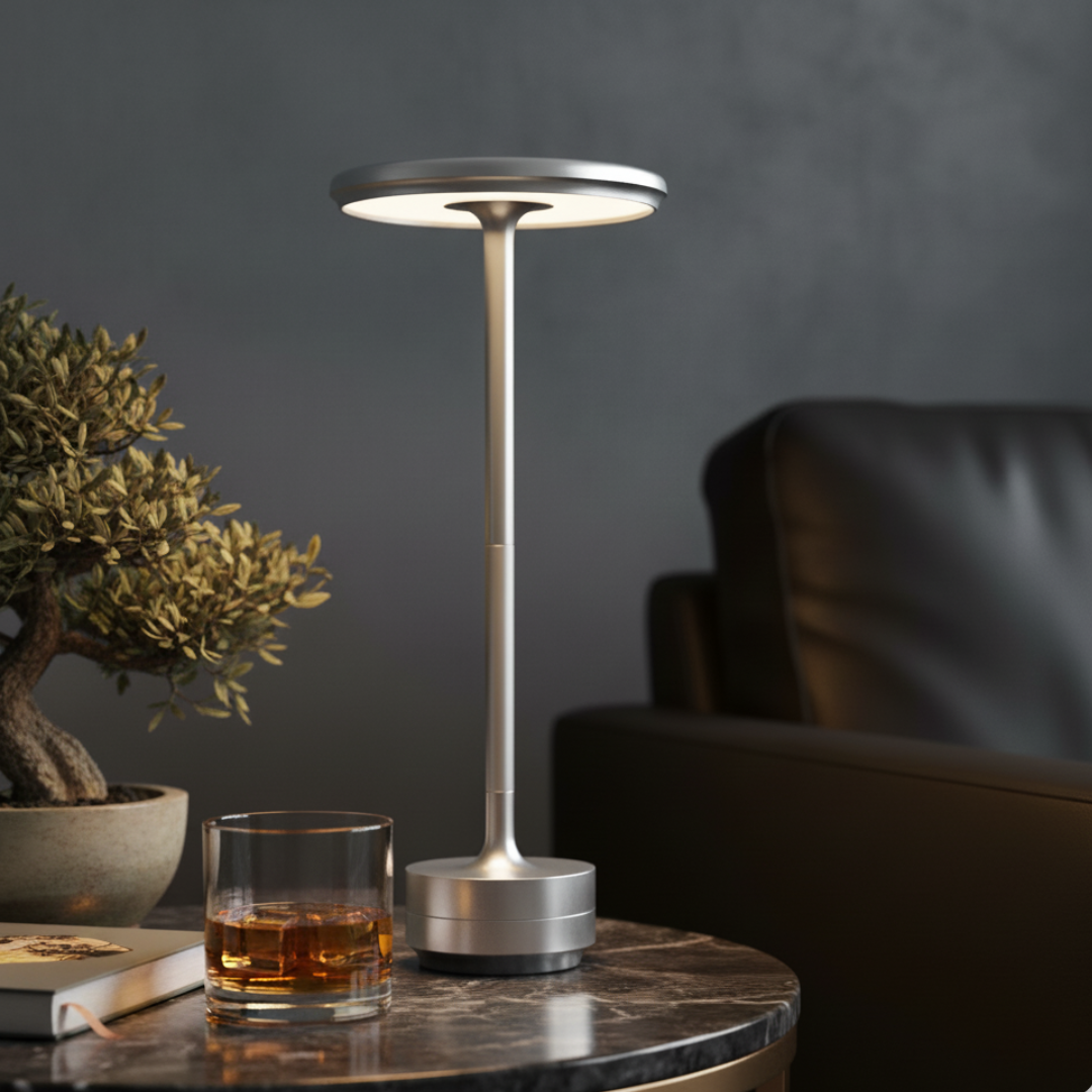 Cordless LED Table Lamp – Minimalist Floating Disc Portable Light