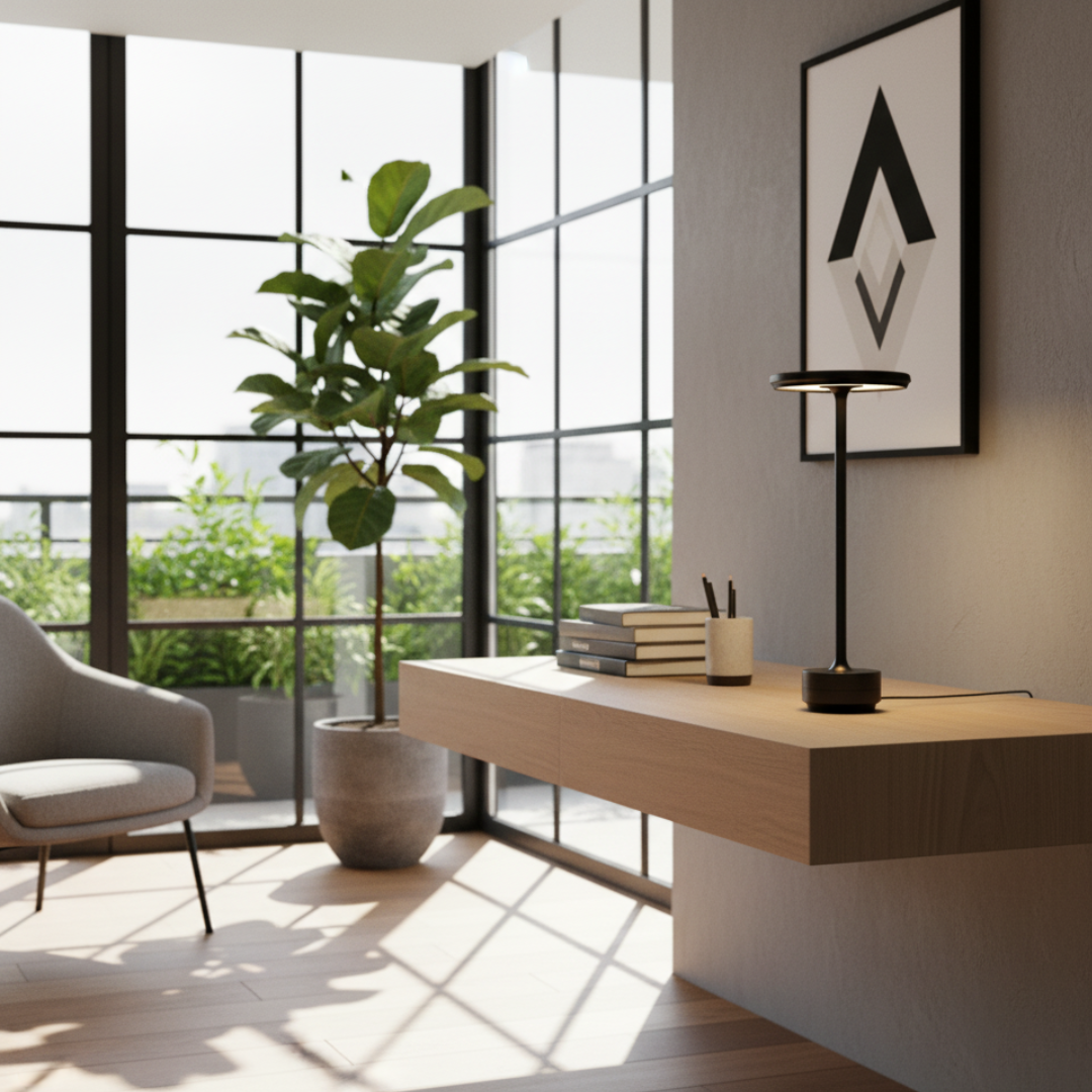 Cordless LED Table Lamp – Minimalist Floating Disc Portable Light
