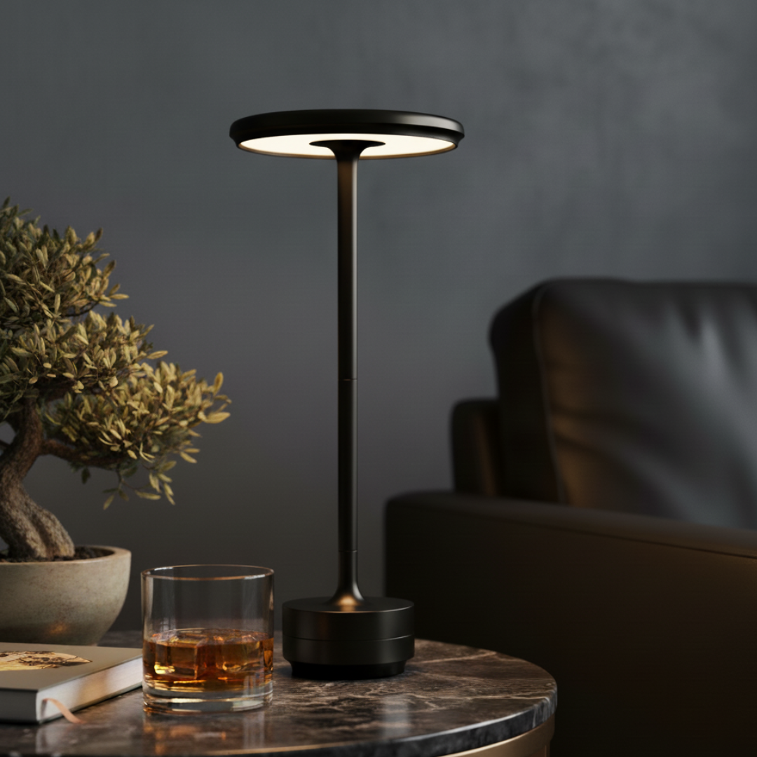 Cordless LED Table Lamp – Minimalist Floating Disc Portable Light