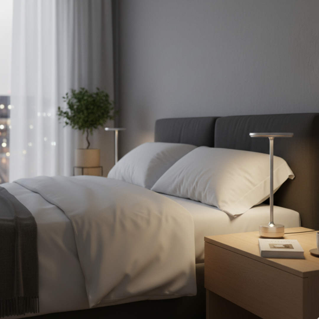 Cordless LED Table Lamp – Minimalist Floating Disc Portable Light