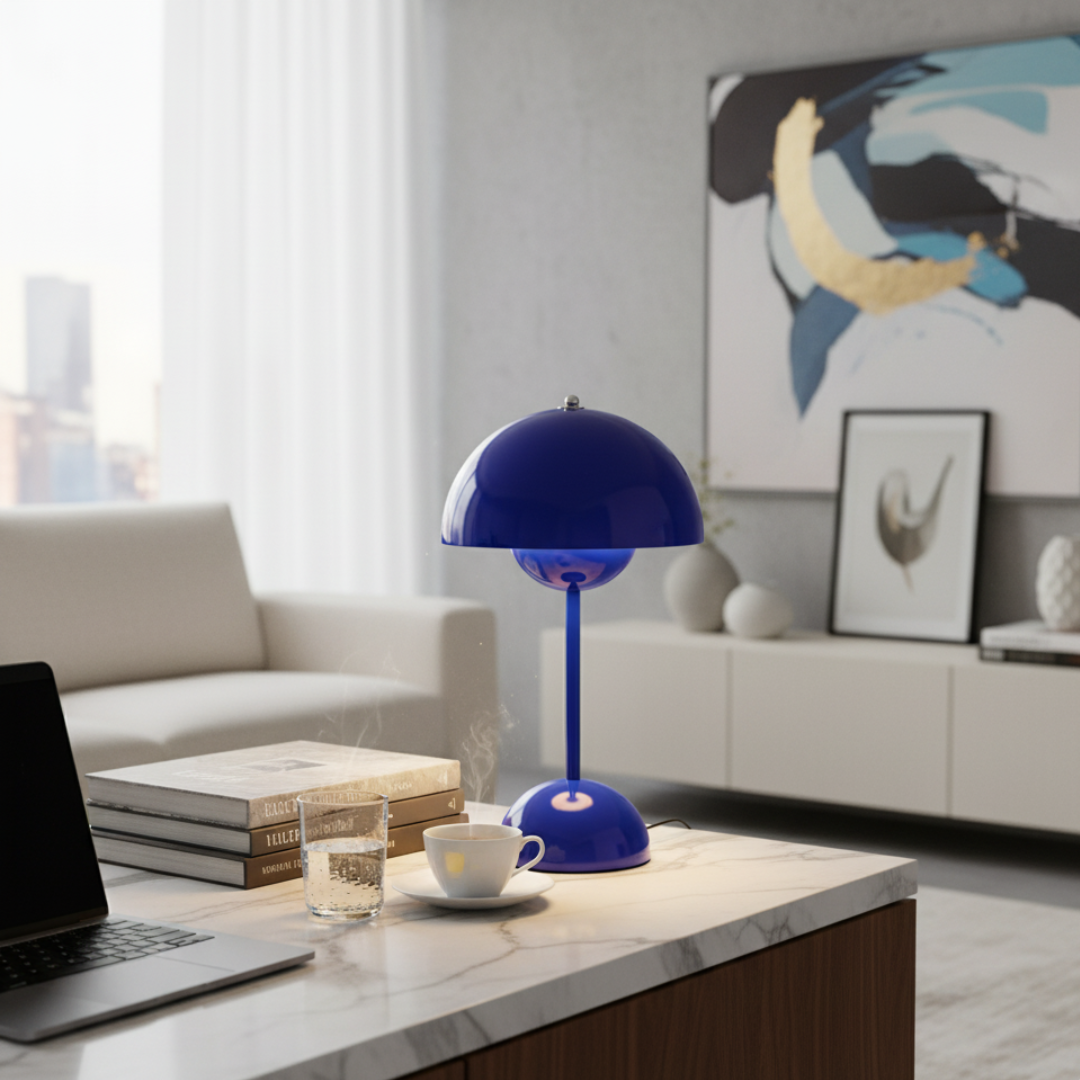 Cordless LED Table Lamp Portable Scandinavian Mushroom Design 28.5cm