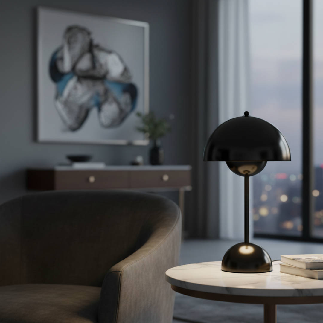 Cordless LED Table Lamp Portable Scandinavian Mushroom Design 28.5cm