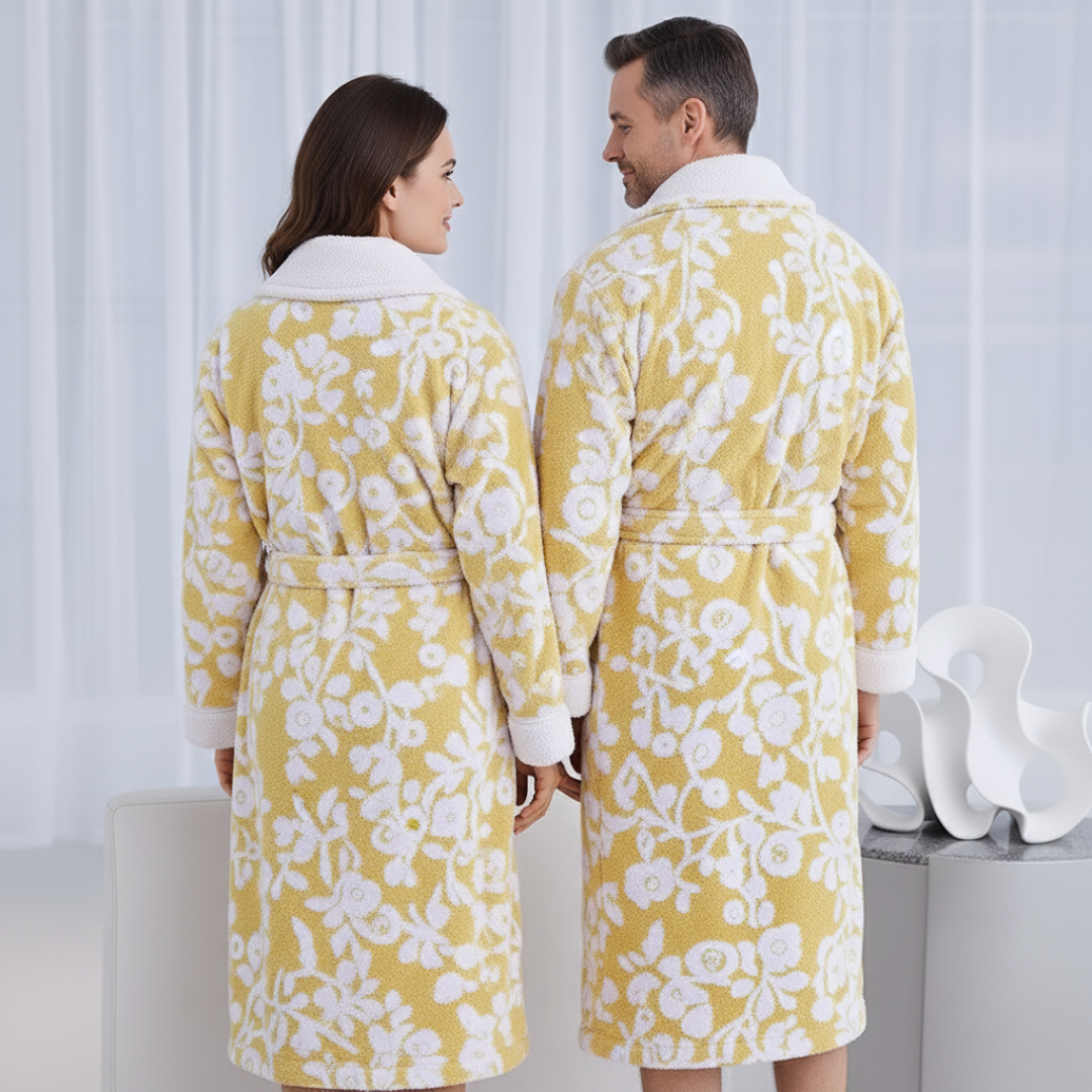 Couples Matching Jacquard Bathrobes Luxury Spa Robe