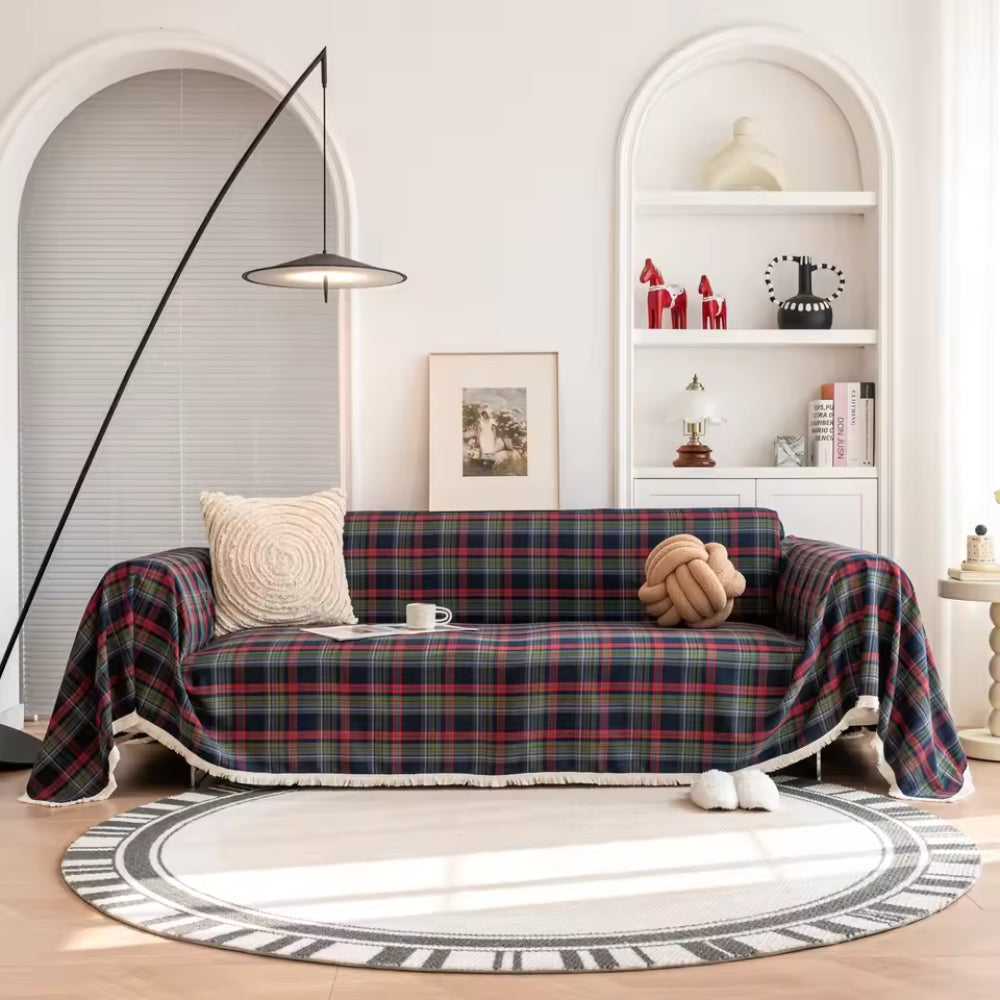 Cozy Plaid Sofa Cover – Soft Microfiber Blend for Stylish Protection 1