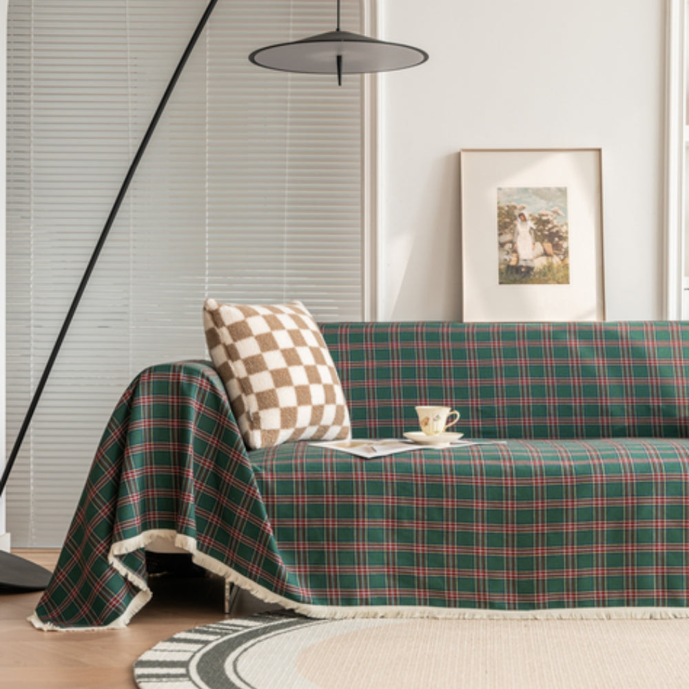 Cozy Plaid Sofa Cover – Soft Microfiber Blend for Stylish Protection 10