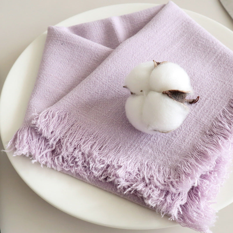 Eco-Friendly Linen Napkins – Soft, Absorbent Cloth with Frayed Edges, Set of 4 12
