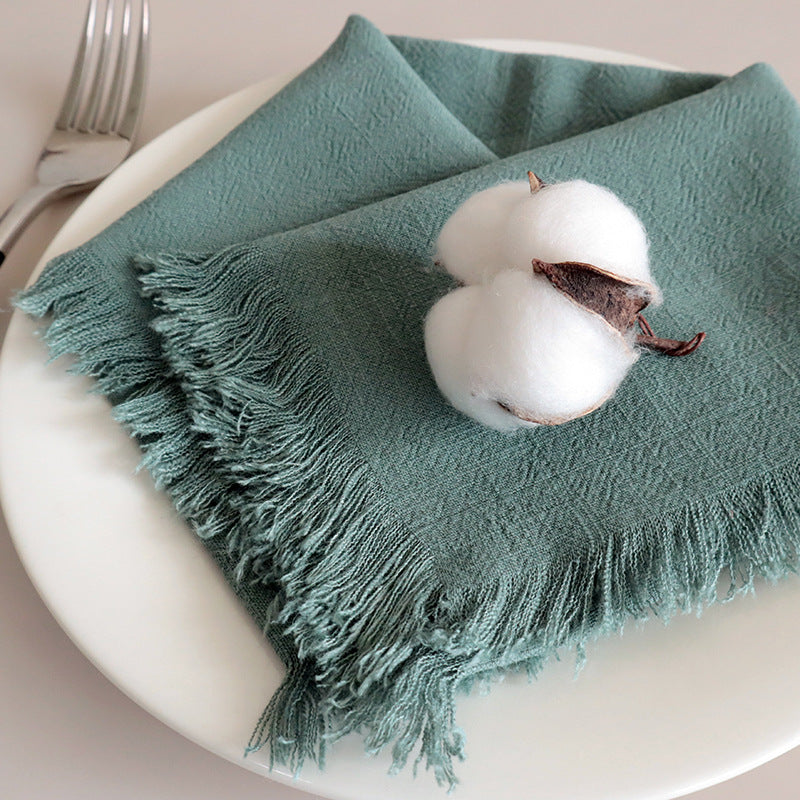 Eco-Friendly Linen Napkins – Soft, Absorbent Cloth with Frayed Edges, Set of 4 13