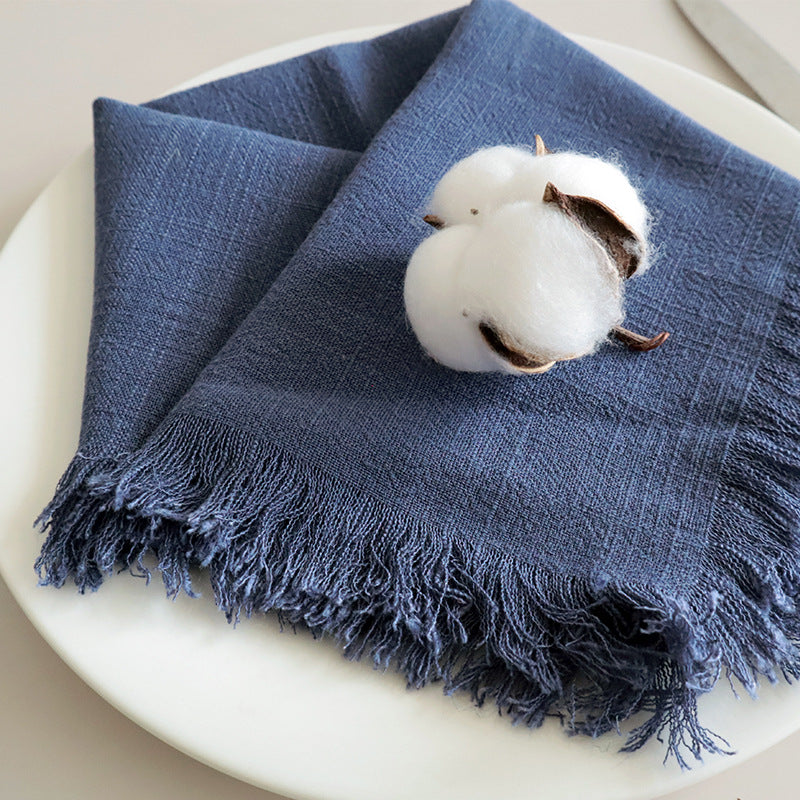 Eco-Friendly Linen Napkins – Soft, Absorbent Cloth with Frayed Edges, Set of 4 16