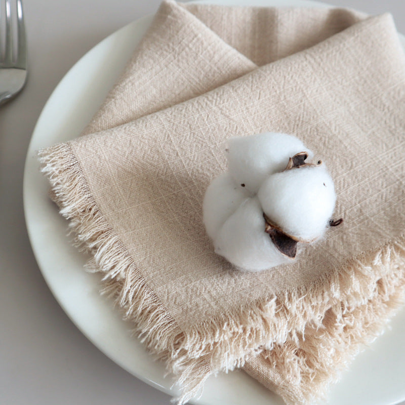 Eco-Friendly Linen Napkins – Soft, Absorbent Cloth with Frayed Edges, Set of 4 4