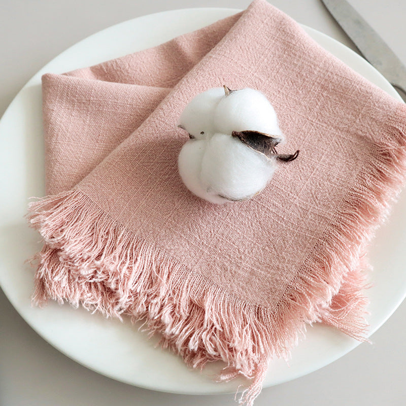 Eco-Friendly Linen Napkins – Soft, Absorbent Cloth with Frayed Edges, Set of 4 6