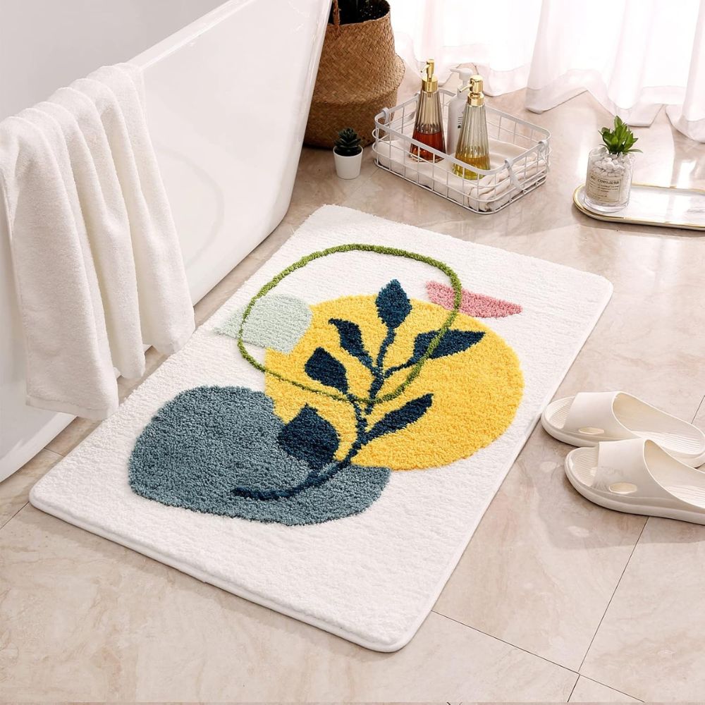 Elegant Floral Non-Slip Bath Mat – Soft Microfiber with Absorbent Surface