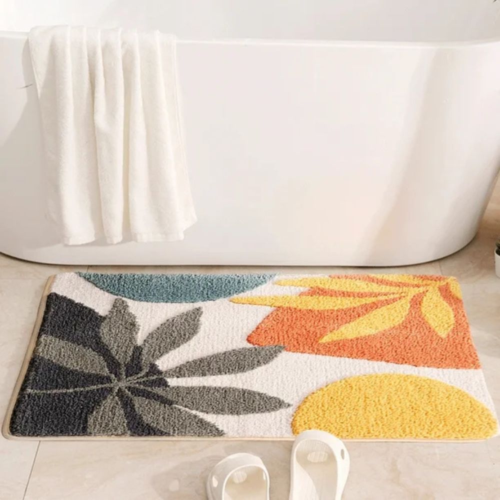Elegant Floral Non-Slip Bath Mat – Soft Microfiber with Absorbent Surface