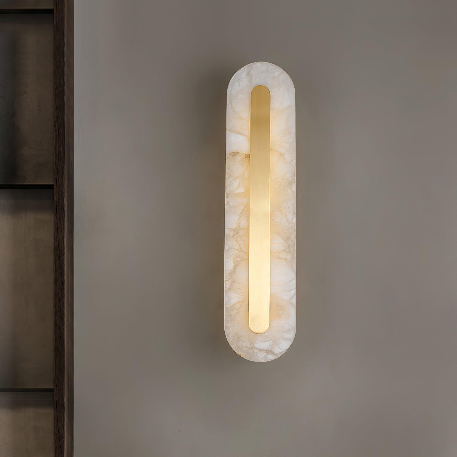 Elegant Alabaster Wall Sconce – Versatile Indoor Lighting Fixture with Brass Accents 5