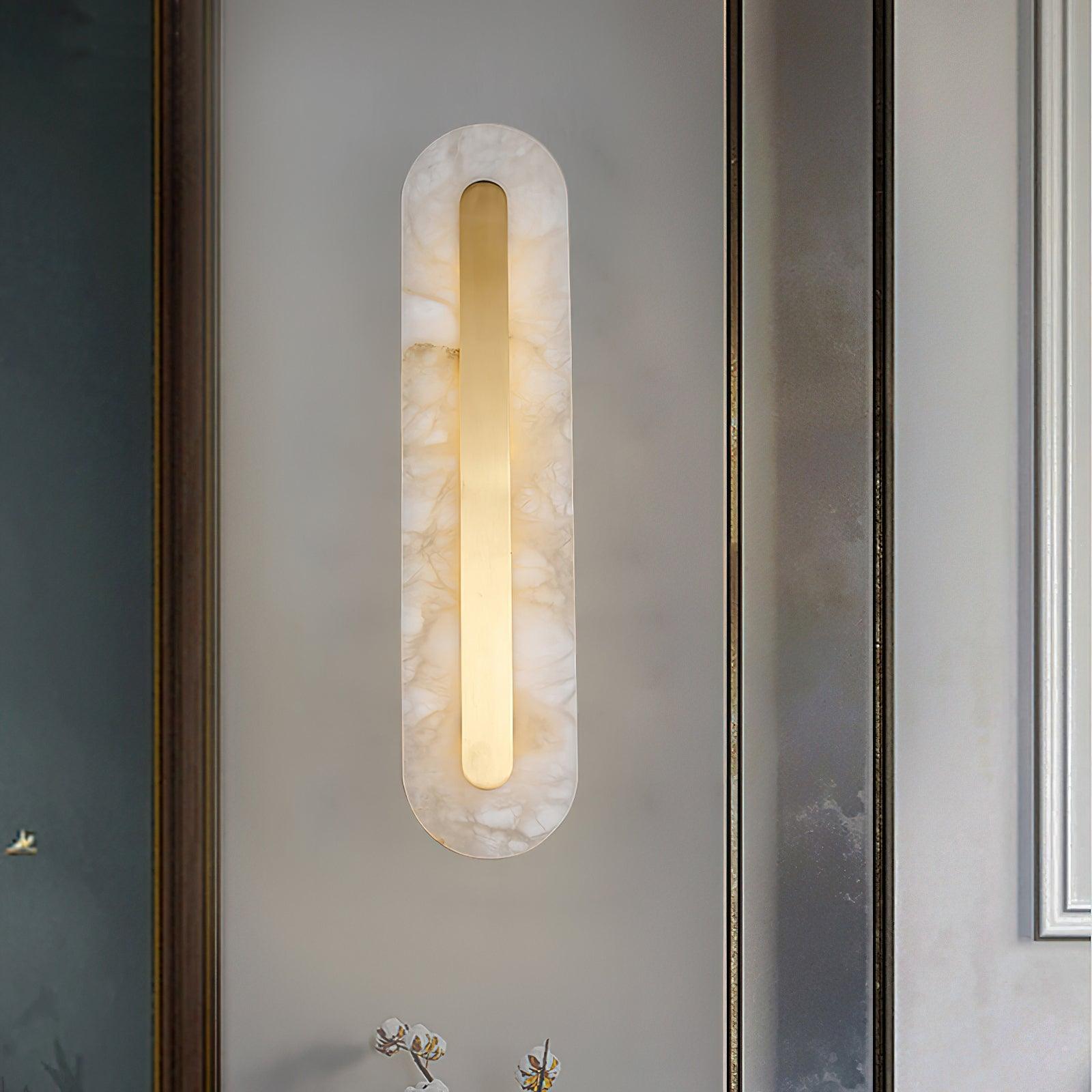 Elegant Alabaster Wall Sconce – Versatile Indoor Lighting Fixture with Brass Accents 6