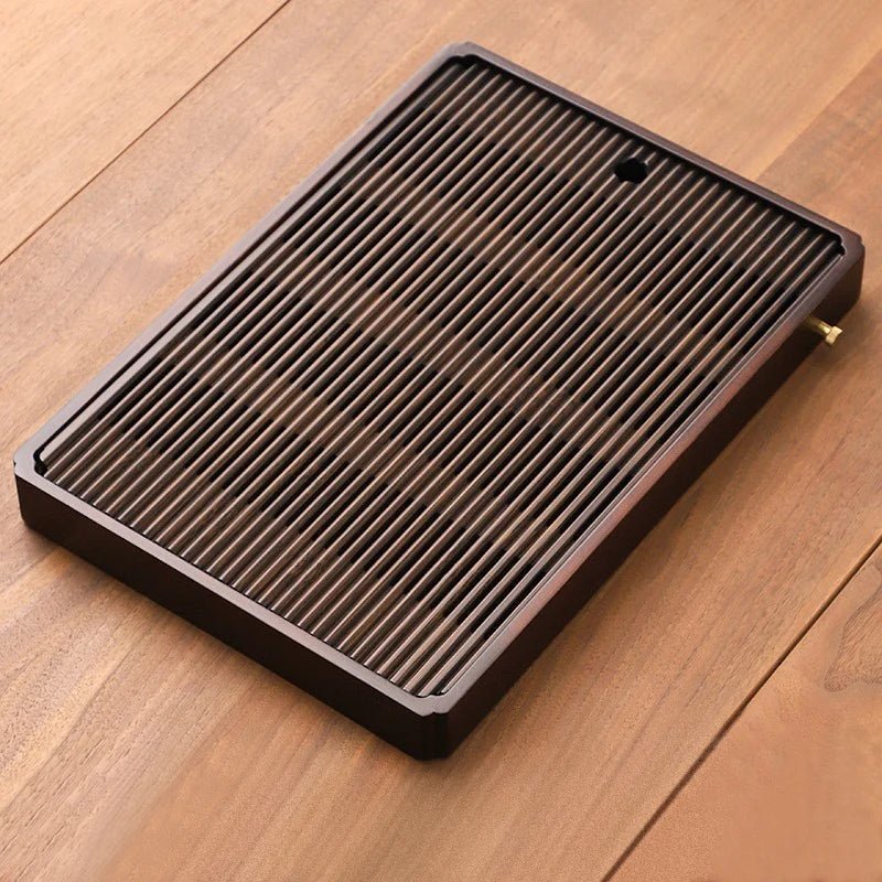 Elegant Bamboo Tea Tray – Stylish Japanese Design with Built-In Water Drain System 5