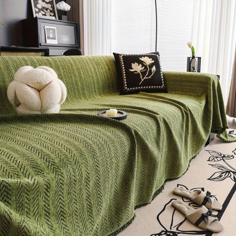 Elegant Chenille Sofa Cover – Pet-Friendly, Non-Slip Design with Herringbone Pattern 5