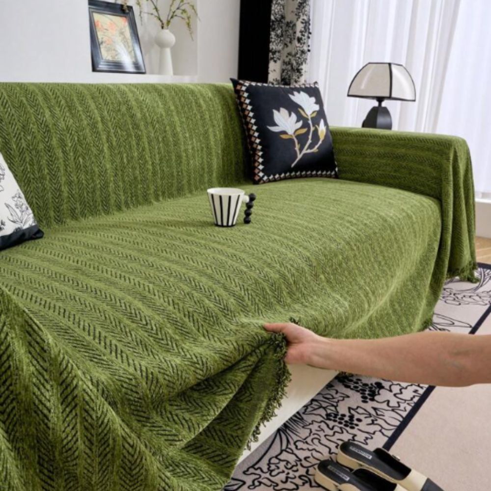 Elegant Chenille Sofa Cover – Pet-Friendly, Non-Slip Design with Herringbone Pattern 7