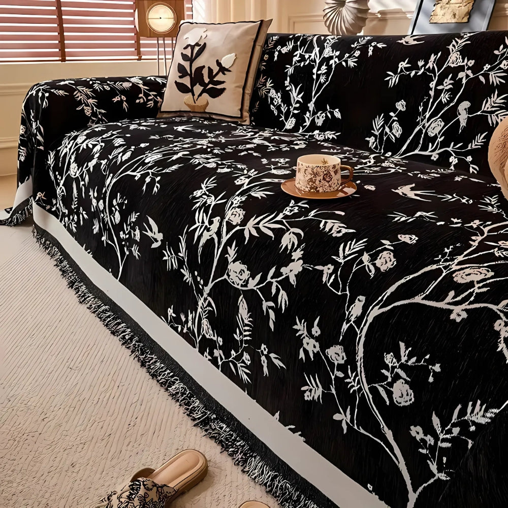 Elegant Floral Chenille Sofa Cover – Soft, Pet-Friendly, and Anti-Slip Design 2
