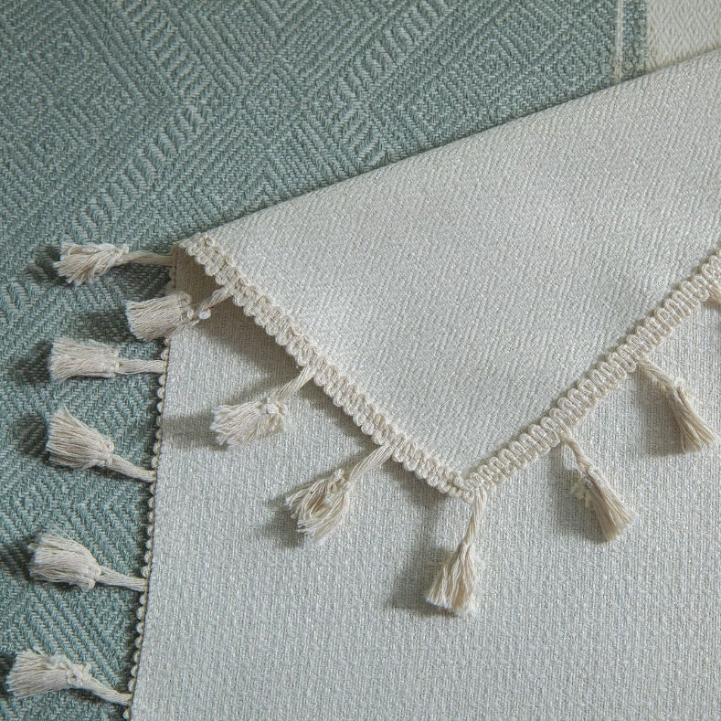 Elegant Geometric Square Tablecloth with Tassel Fringe – Durable Polyester for Modern Dining 4