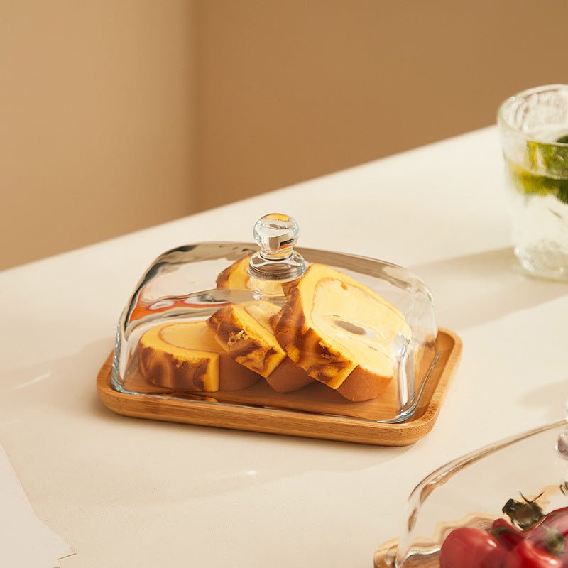 Elegant Glass Butter Dish with Lid – Natural Wooden Base and Timeless Design 5