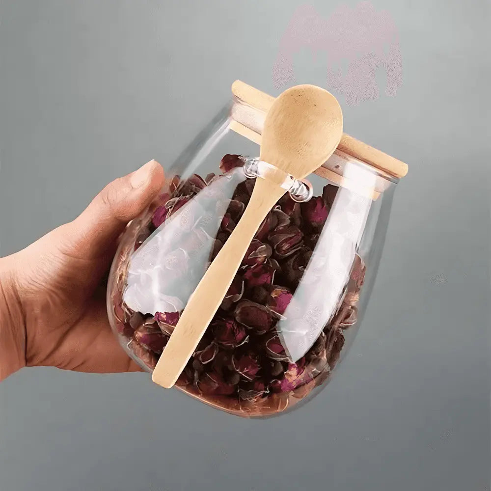 Elegant Glass Storage Jar with Bamboo Lid – Airtight Freshness for Coffee and Tea 2