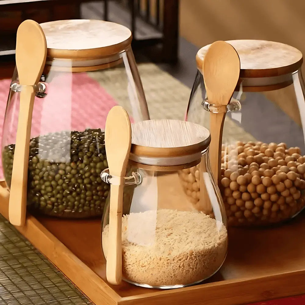 Elegant Glass Storage Jar with Bamboo Lid – Airtight Freshness for Coffee and Tea 7