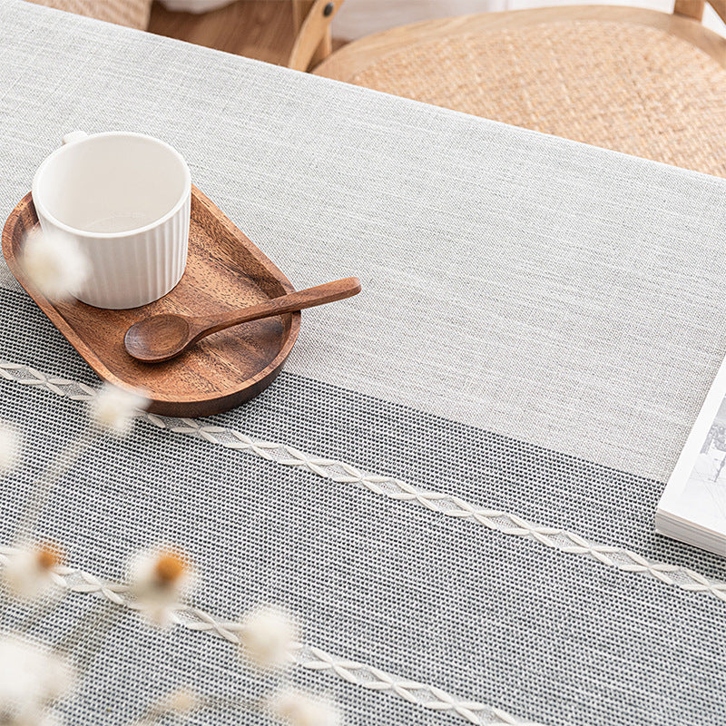 Elegant Minimalist Tablecloth with Hand-Knotted Tassels – Cotton Linen Blend for Indoor and Outdoor Use 3