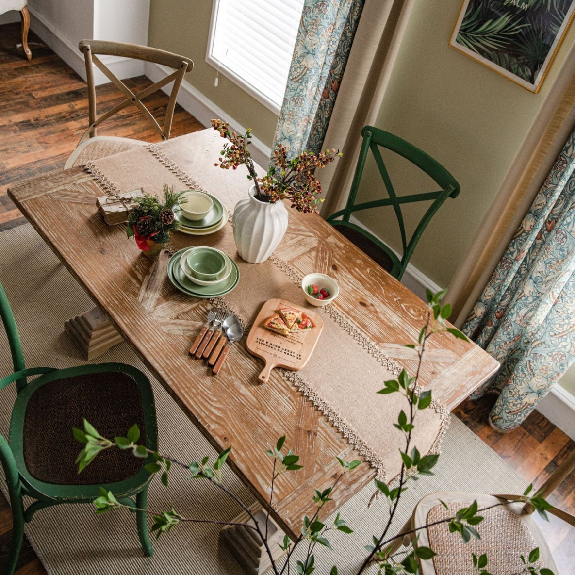 Elegant Natural Jute Table Runner with Beaded Edge Design for Indoor and Outdoor Use 2
