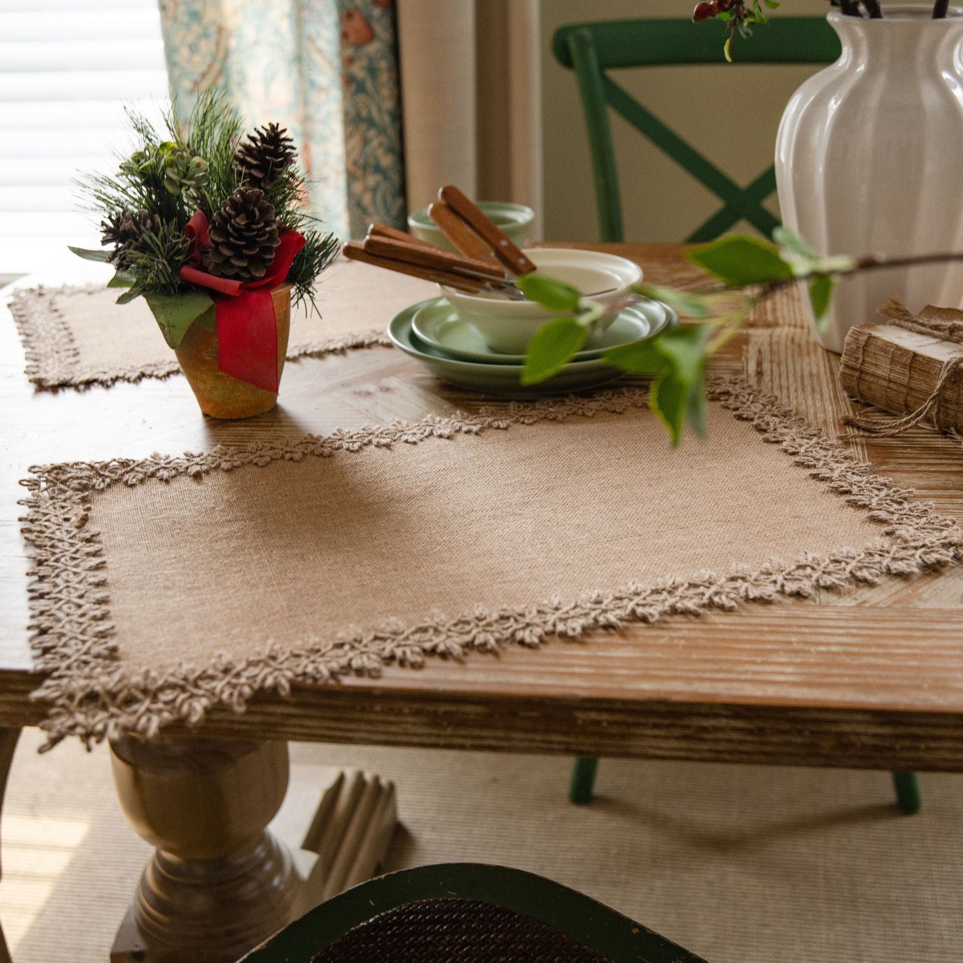 Elegant Natural Jute Table Runner with Beaded Edge Design for Indoor and Outdoor Use 8