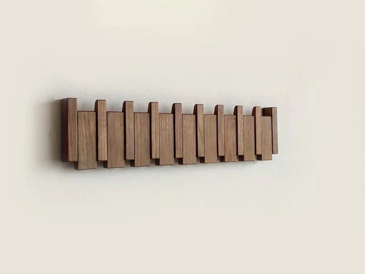 Elegant Wooden Wall Mounted Coat Rack – Stylish Piano Design with Functional Hooks 7