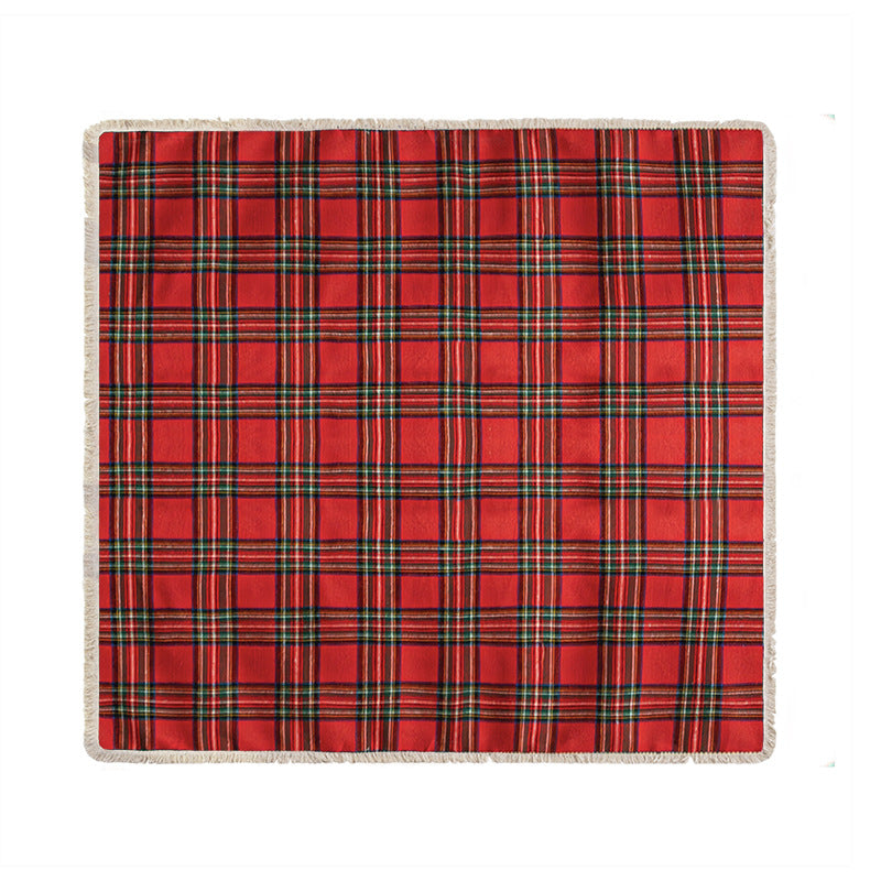 Festive Tartan Sofa Cover – Durable Polyester with Classic Plaid Design 0