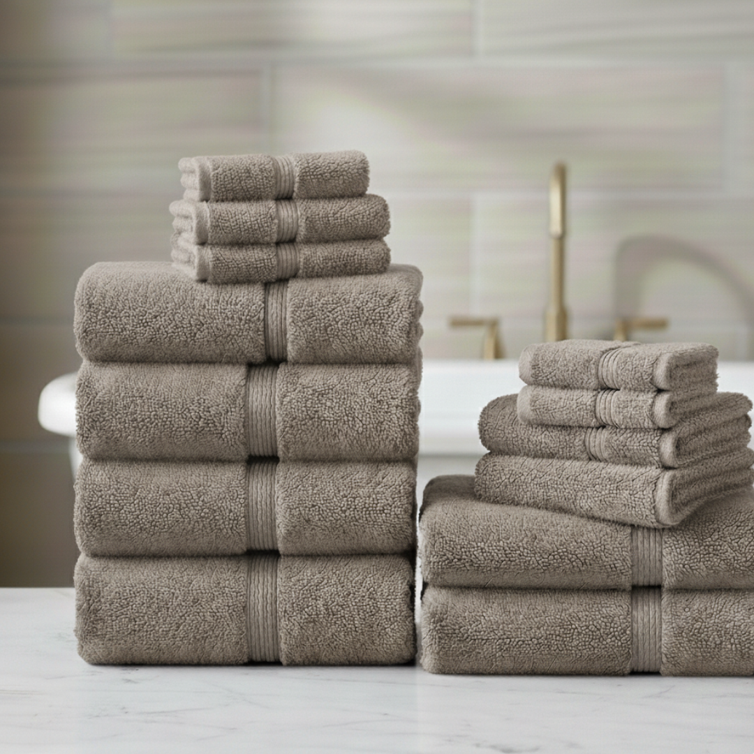 Heavyweight 12-Piece Cotton Spa Bundle – Black Luxury Hotel Quality Towel Set