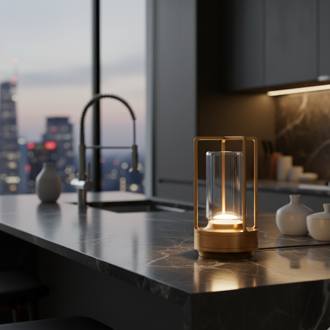 Japan Crystal Lantern – Cordless Dimmable LED Glass & Aluminum Table Lamp