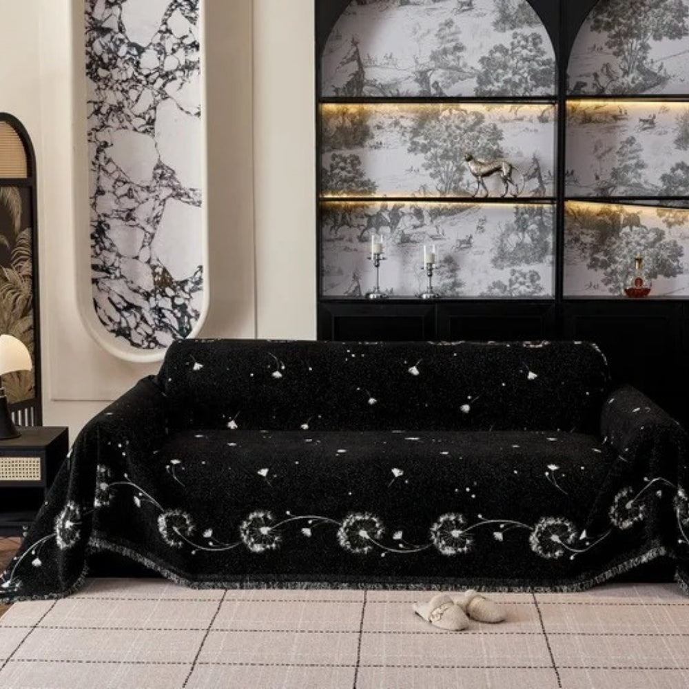 Japandi-Style Soft Microfiber Sofa Cover – Charming Dandelion Print, Machine Washable 6